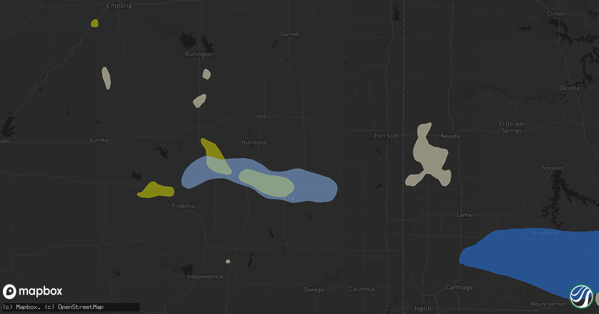 Hail map in Savonburg, KS on May 30, 2026