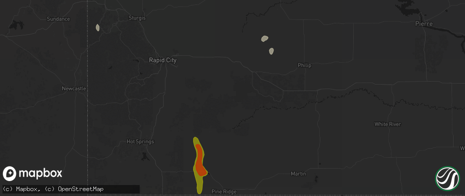 Hail map in Scenic, SD on May 30, 2026