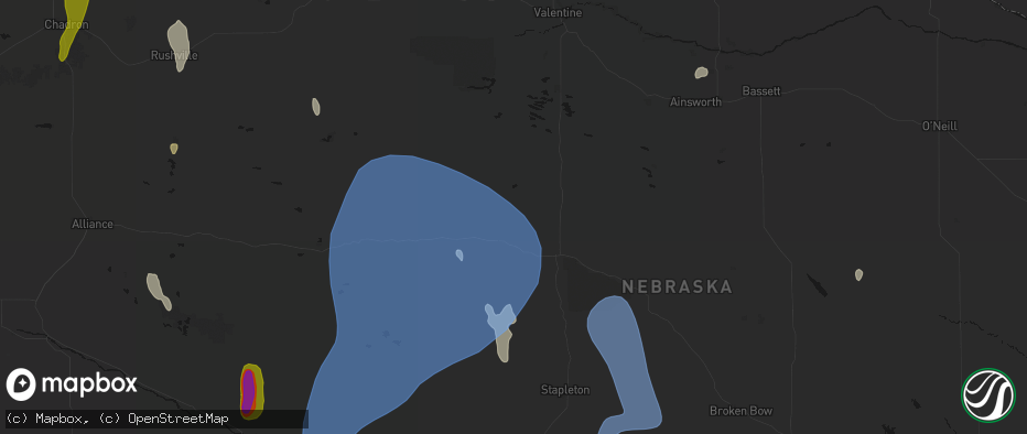 Hail map in Seneca, NE on May 30, 2026