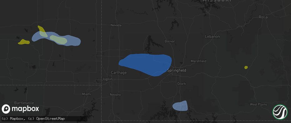 Hail map in South Greenfield, MO on May 30, 2026