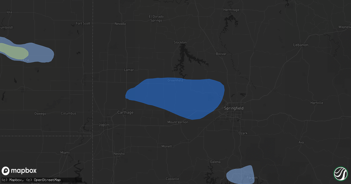 Hail map in South Greenfield, MO on May 30, 2026