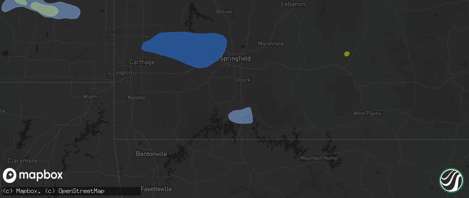 Hail map in Spokane, MO on May 30, 2026