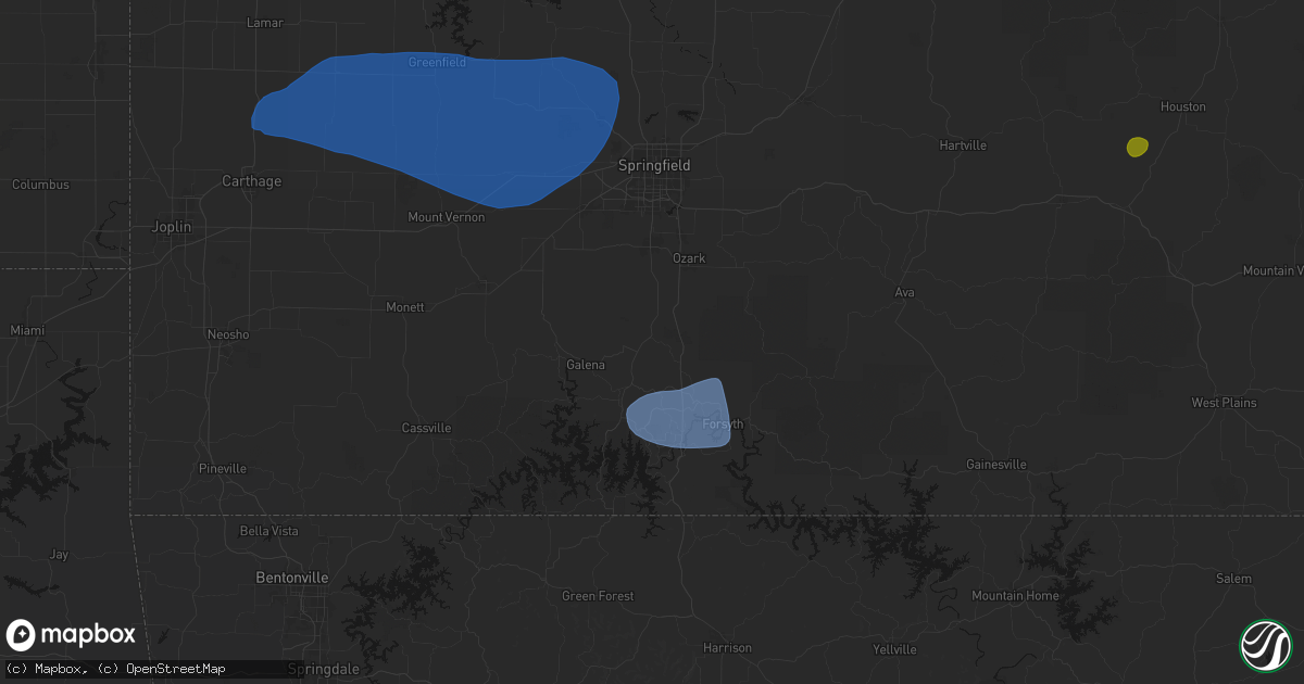 Hail map in Spokane, MO on May 30, 2026
