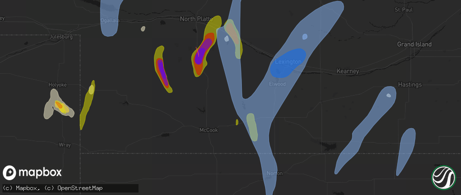 Hail map in Stockville, NE on May 30, 2026