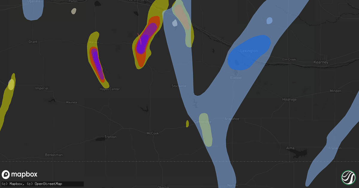 Hail map in Stockville, NE on May 30, 2026