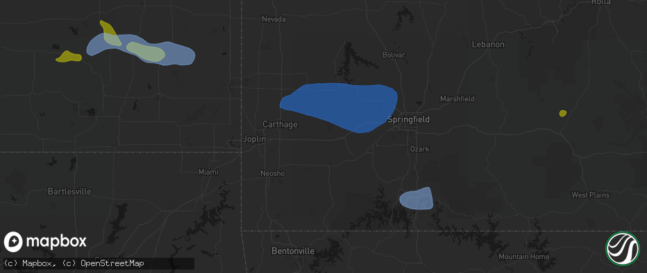 Hail map in Stotts City, MO on May 30, 2026