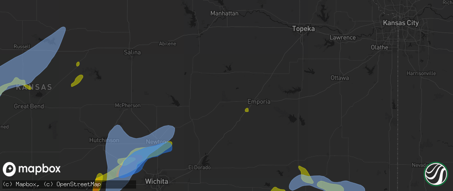 Hail map in Strong City, KS on May 30, 2026