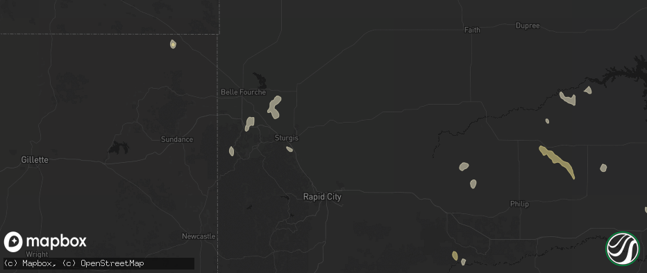 Hail map in Sturgis, SD on May 30, 2026