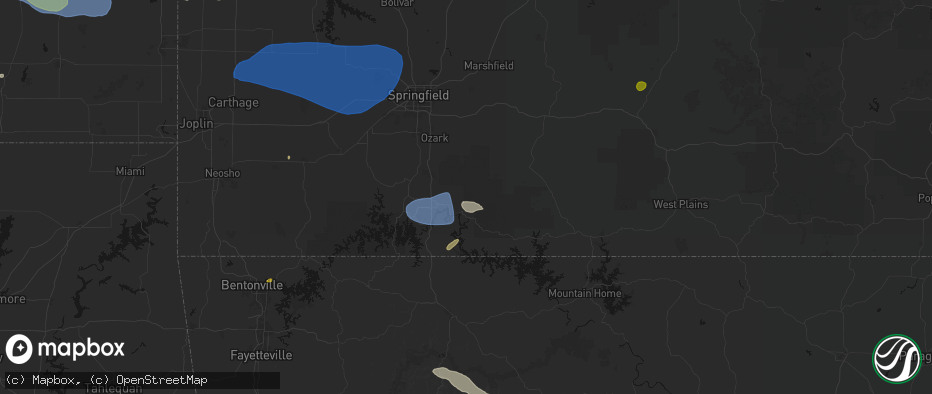 Hail map in Taneyville, MO on May 30, 2026