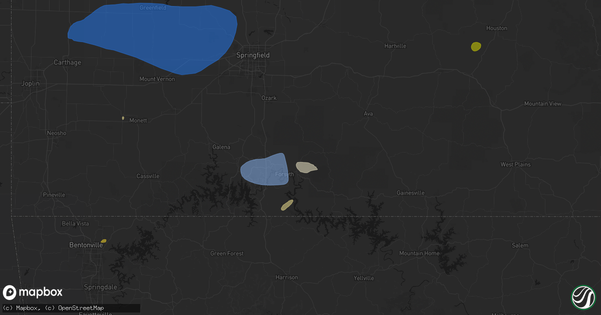 Hail map in Taneyville, MO on May 30, 2026