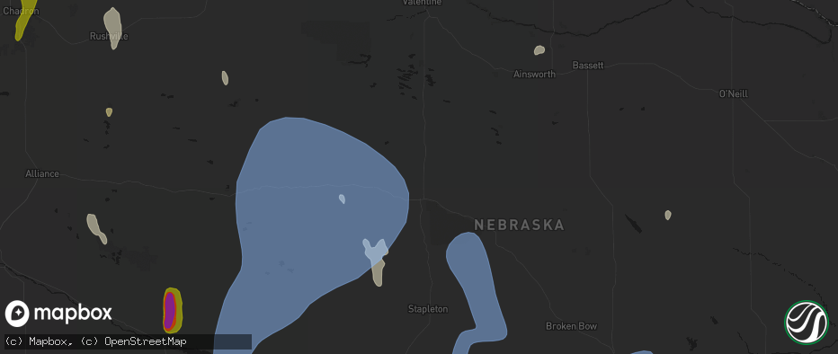 Hail map in Thedford, NE on May 30, 2026