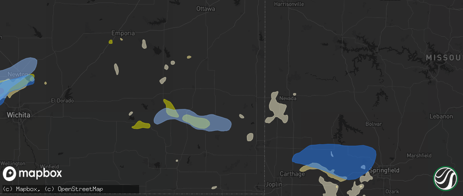 Hail map in Uniontown, KS on May 30, 2026