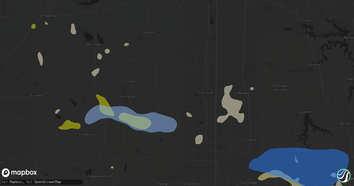 Hail map in Uniontown, KS on May 30, 2026