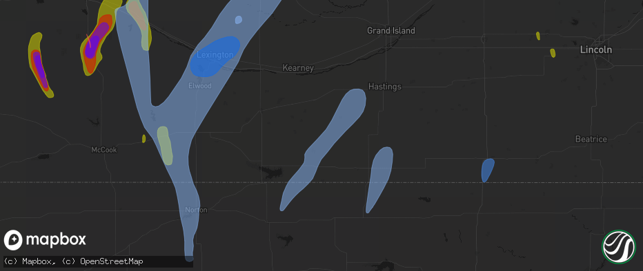 Hail map in Upland, NE on May 30, 2026