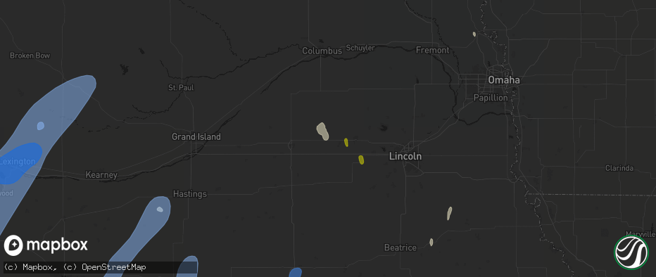 Hail map in Utica, NE on May 30, 2026
