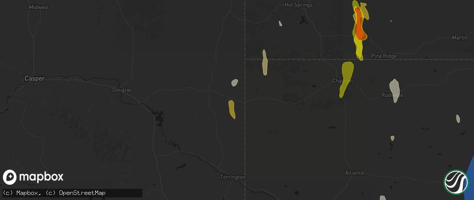 Hail map in Van Tassell, WY on May 30, 2026