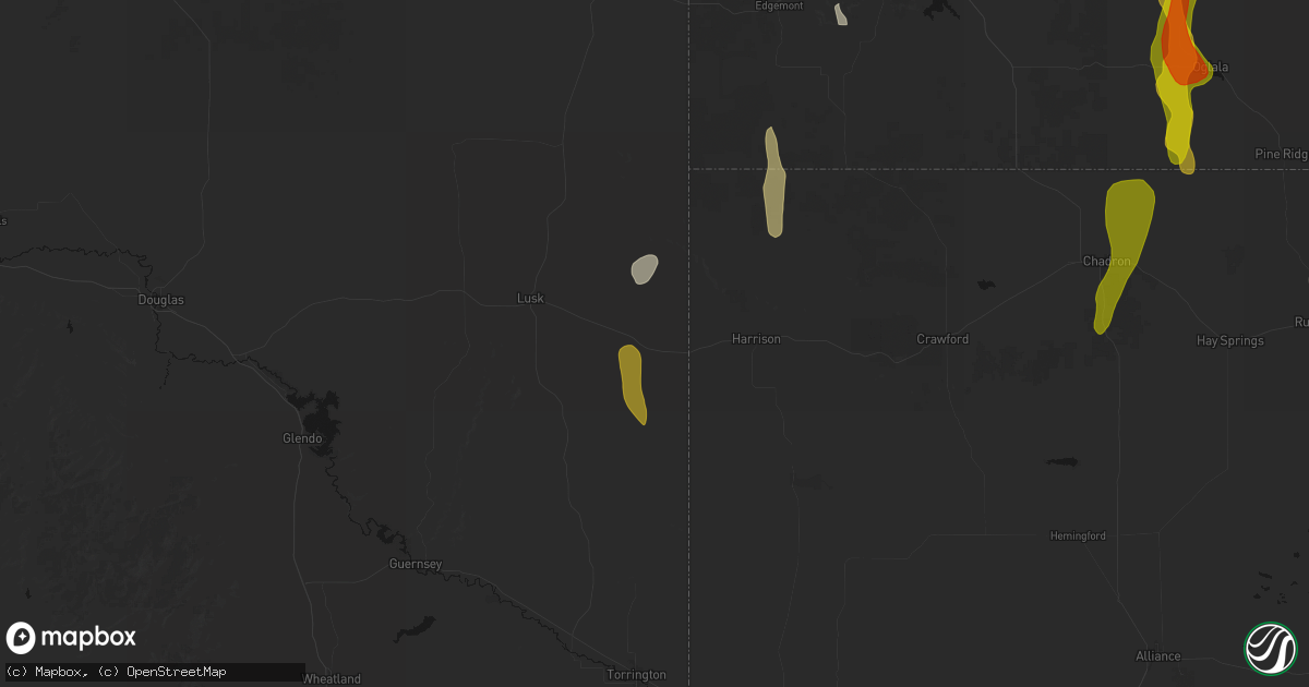 Hail map in Van Tassell, WY on May 30, 2026