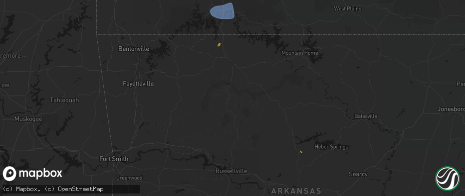 Hail map in Vendor, AR on May 30, 2026