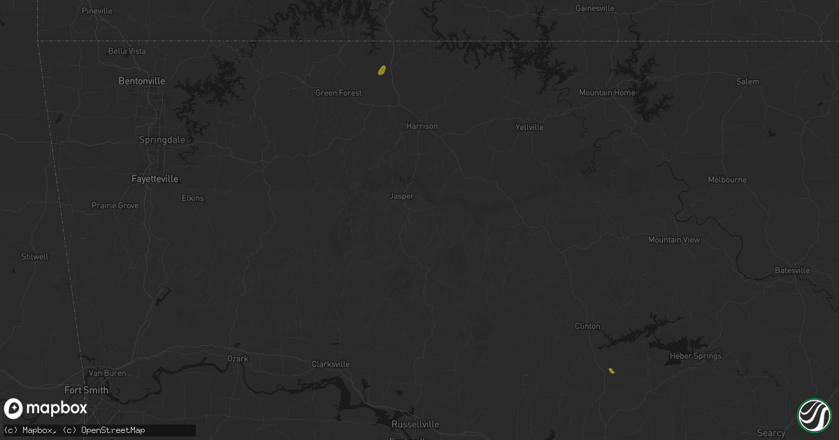 Hail map in Vendor, AR on May 30, 2026