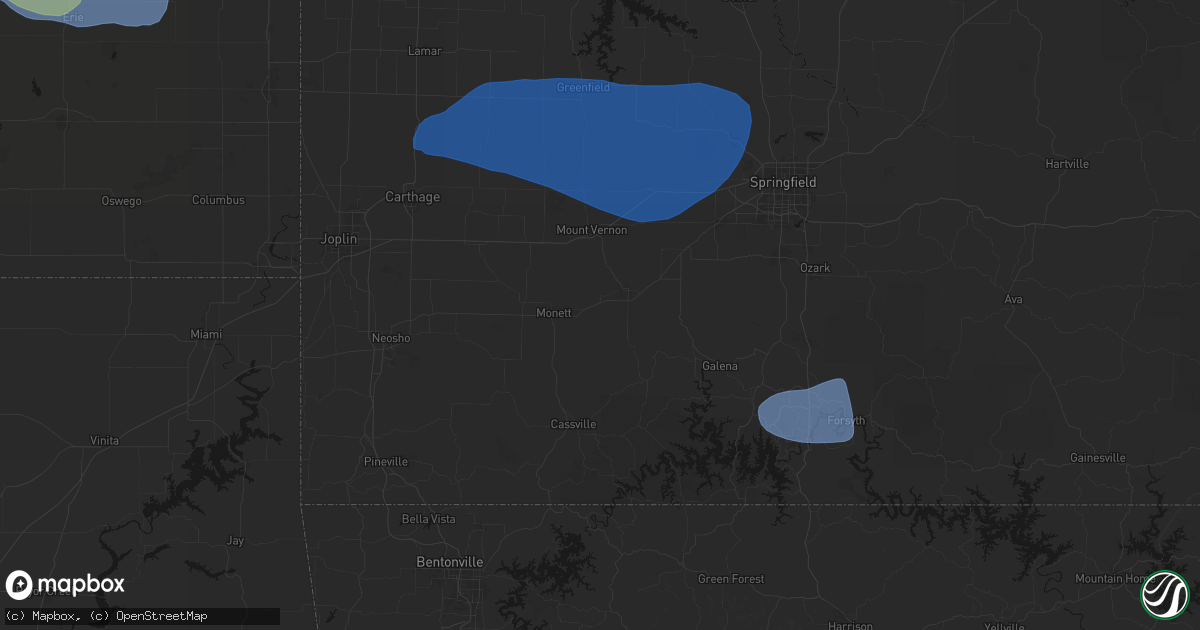 Hail map in Verona, MO on May 30, 2026