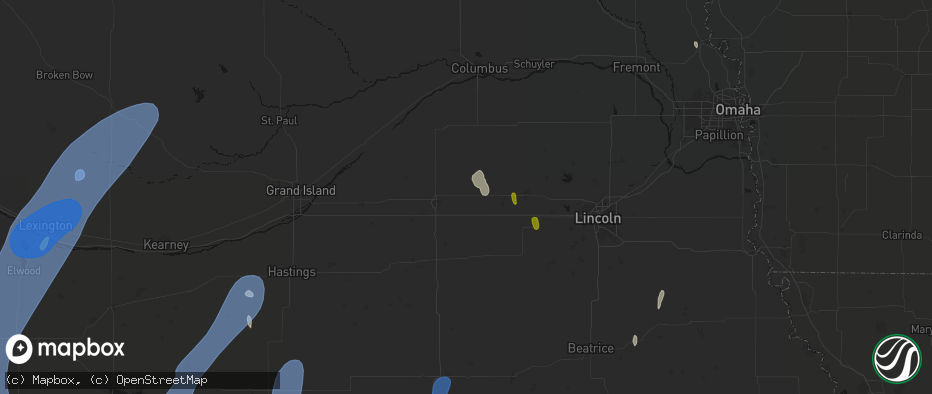 Hail map in Waco, NE on May 30, 2026
