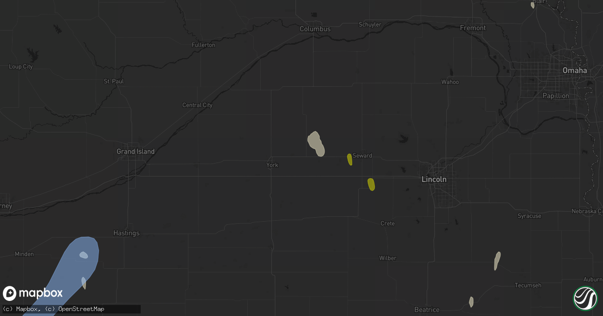 Hail map in Waco, NE on May 30, 2026