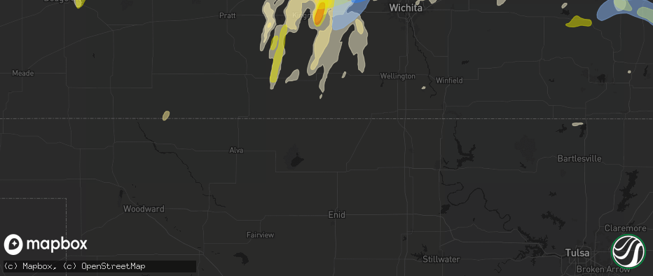 Hail map in Wakita, OK on May 30, 2026