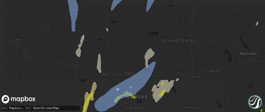 Hail map in Waldo, KS on May 30, 2026