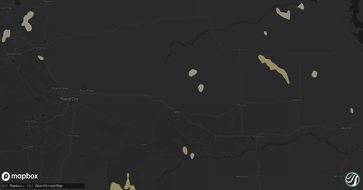 Hail map in Wall, SD on May 30, 2026