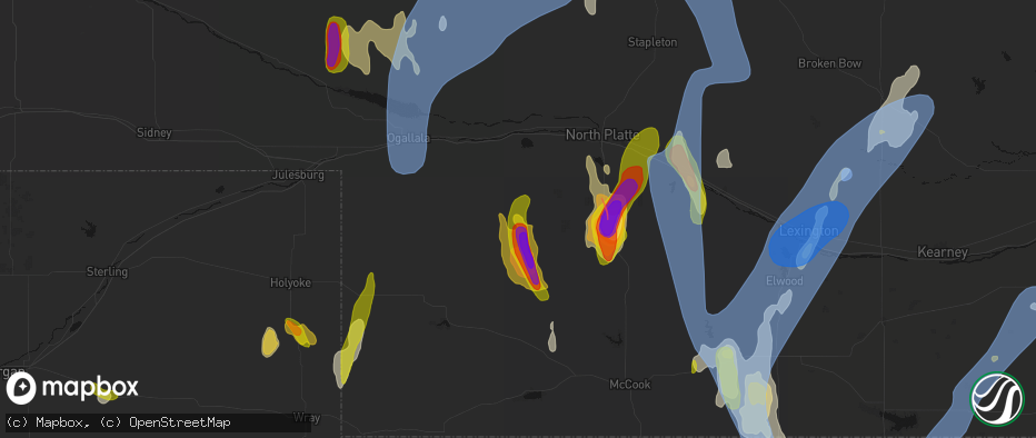 Hail map in Wallace, NE on May 30, 2026