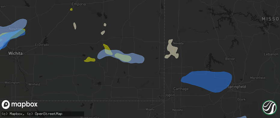 Hail map in Walnut, KS on May 30, 2026