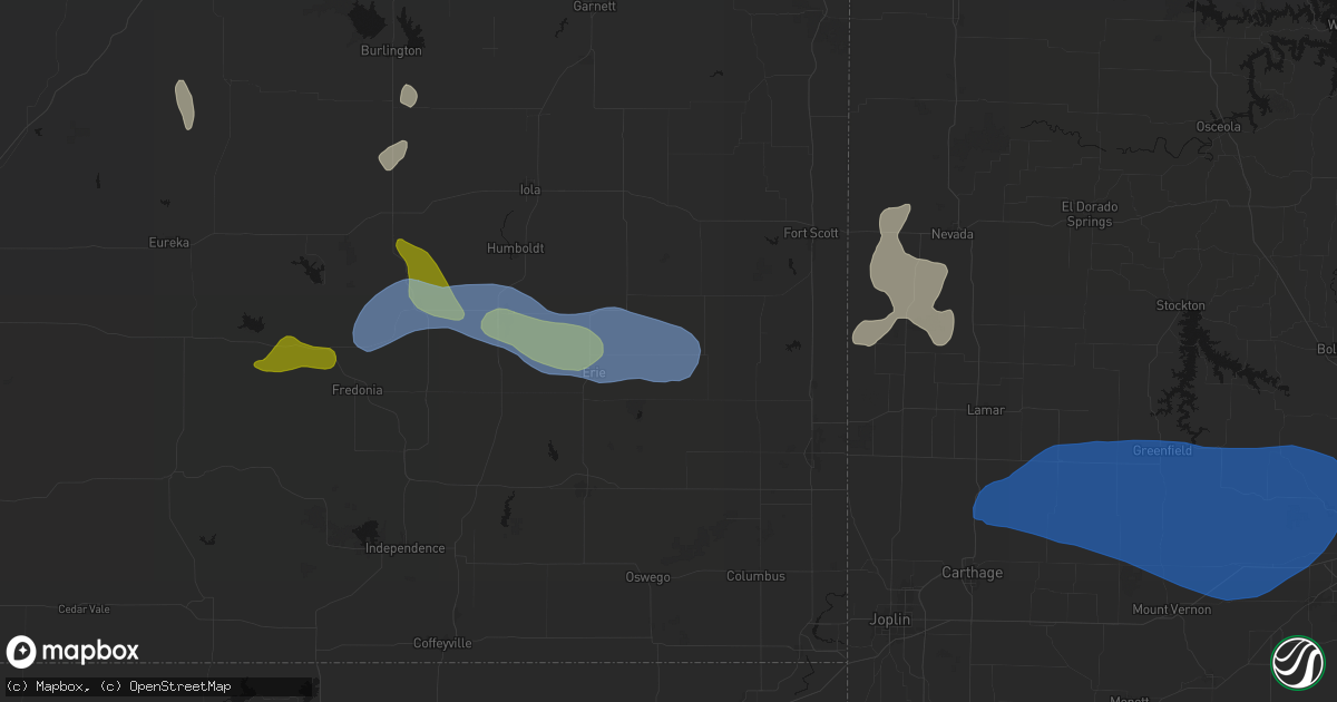 Hail map in Walnut, KS on May 30, 2026