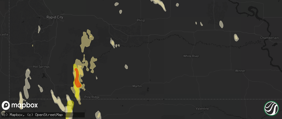 Hail map in Wanblee, SD on May 30, 2026
