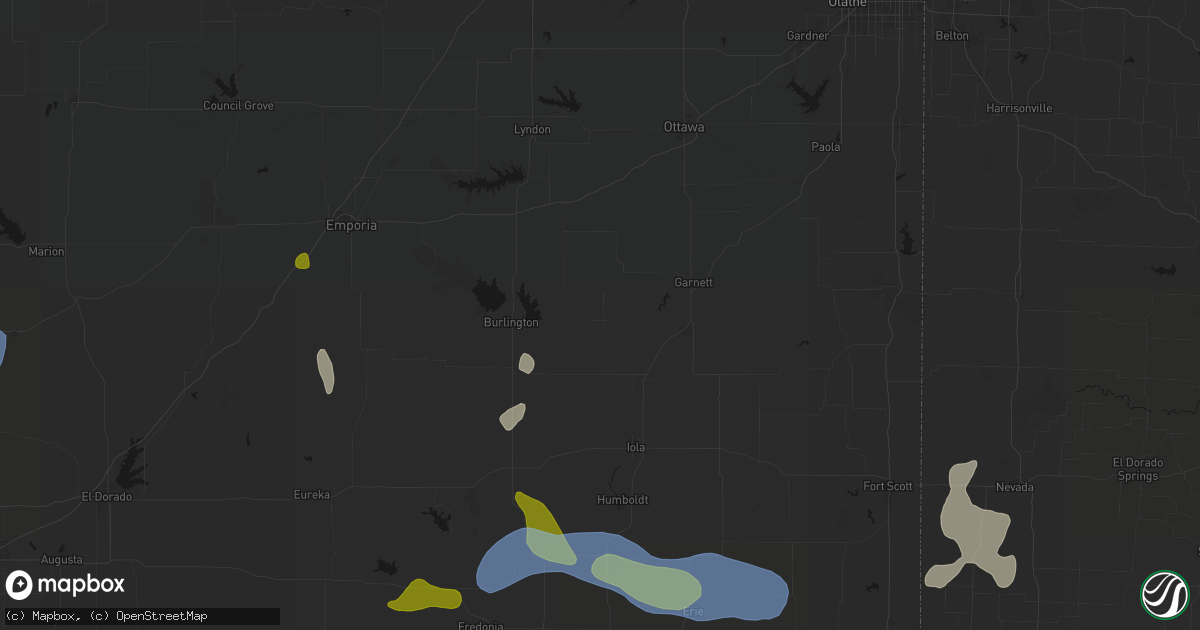 Hail map in Westphalia, KS on May 30, 2026