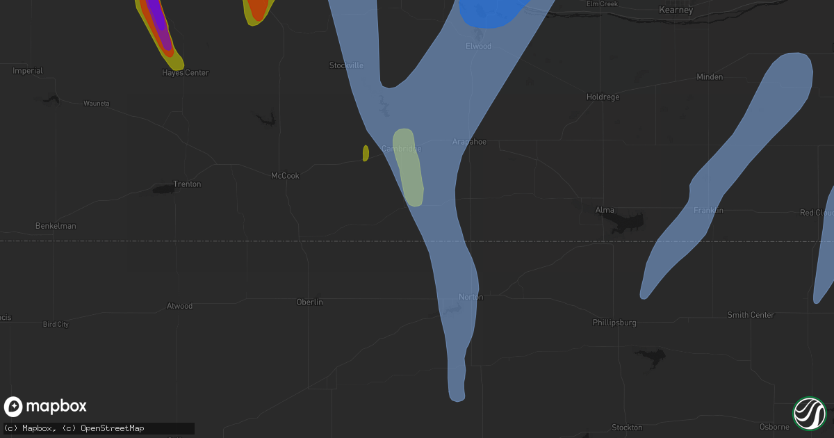 Hail map in Wilsonville, NE on May 30, 2026
