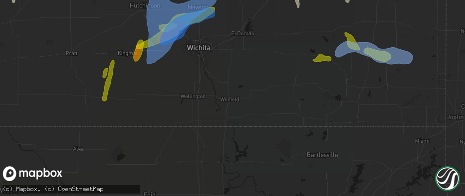Hail map in Winfield, KS on May 30, 2026