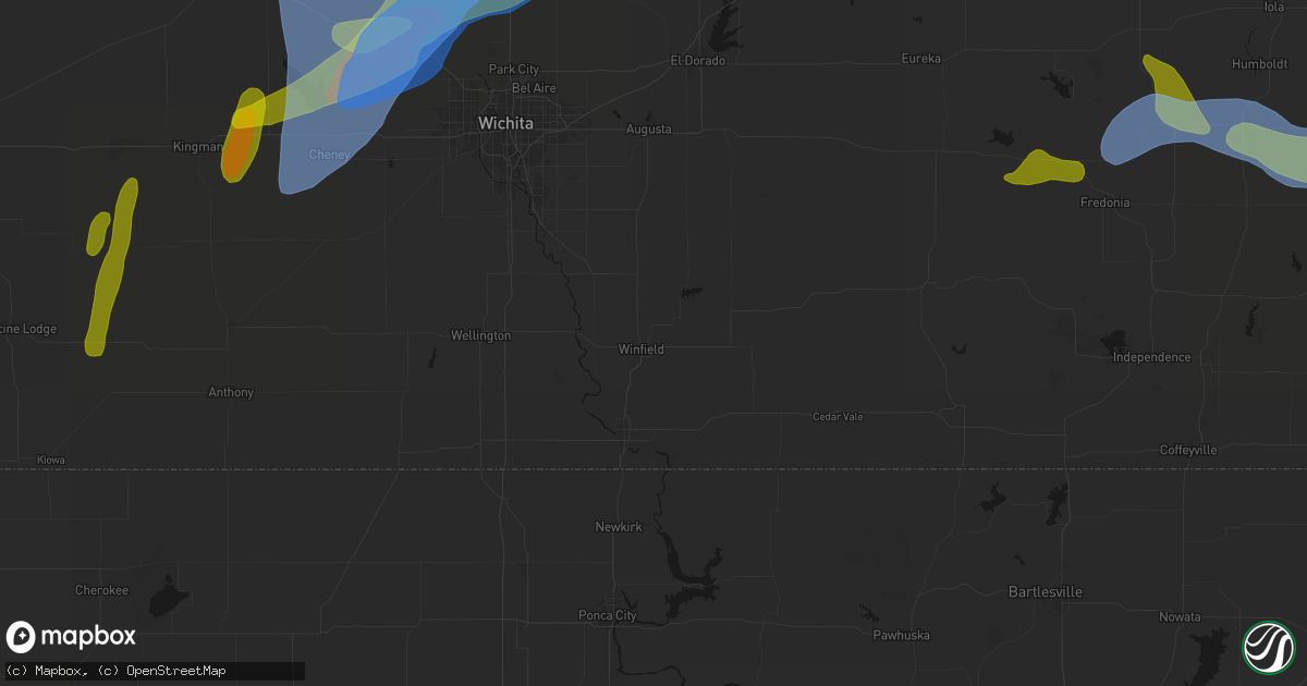 Hail map in Winfield, KS on May 30, 2026
