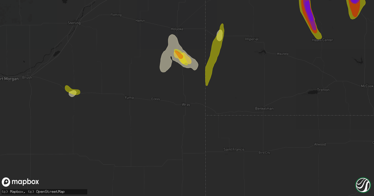 Hail map in Wray, CO on May 30, 2026
