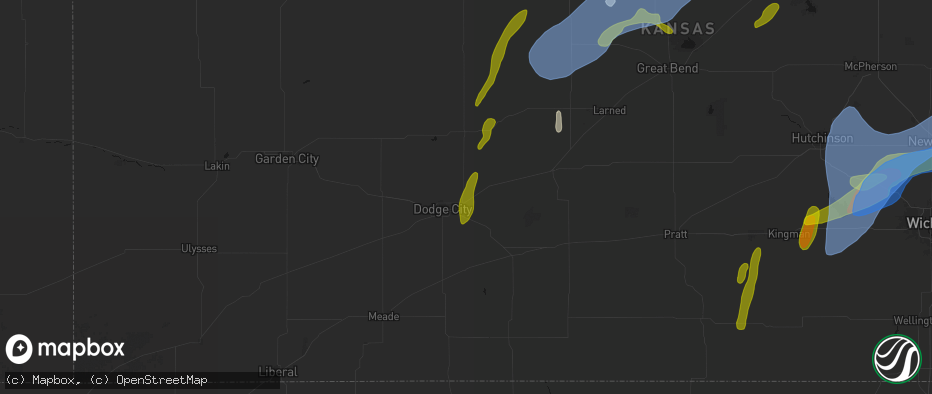 Hail map in Wright, KS on May 30, 2026