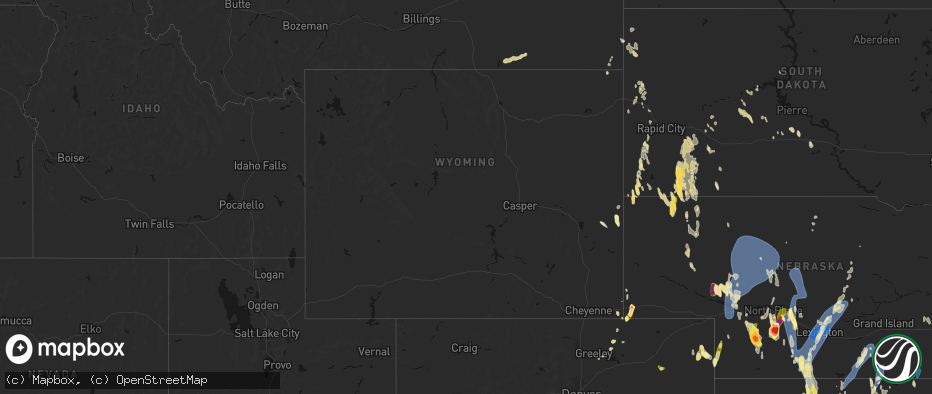 Hail map in Wyoming on May 30, 2026