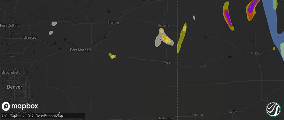 Hail map in Yuma, CO on May 30, 2026