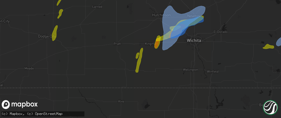 Hail map in Zenda, KS on May 30, 2026
