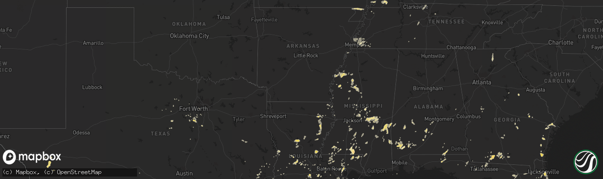 Hail map in Louisiana on May 31, 2012