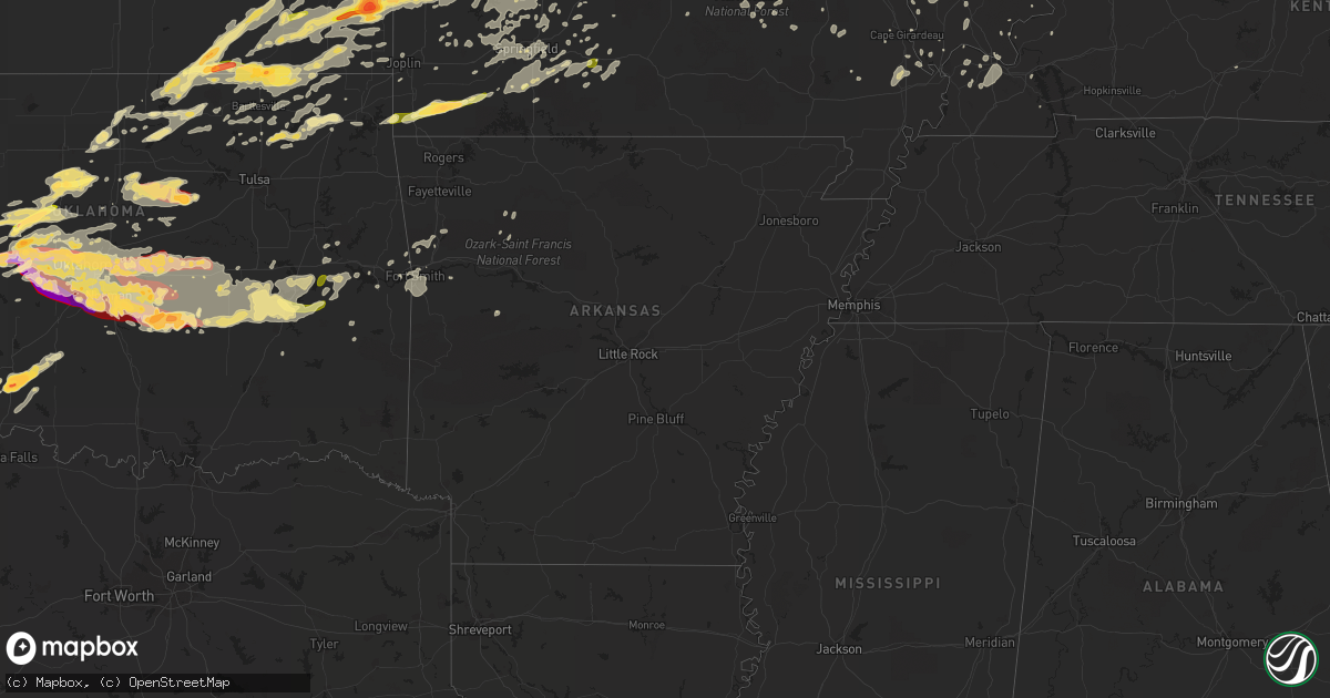 Hail map in Arkansas on May 31, 2013