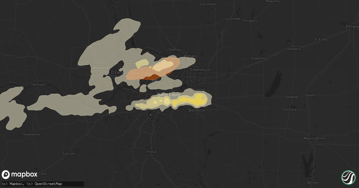 Hail map in East Saint Louis, IL on May 31, 2013