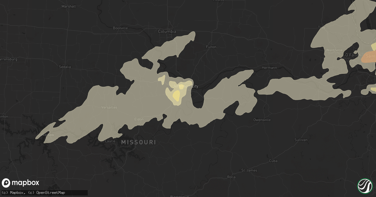 Hail map in Jefferson City, MO on May 31, 2013