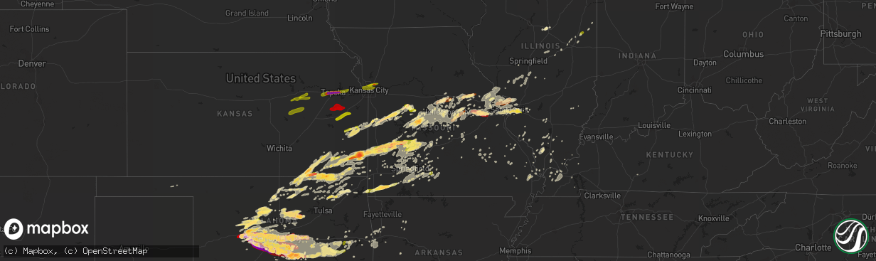 Hail map in Missouri on May 31, 2013