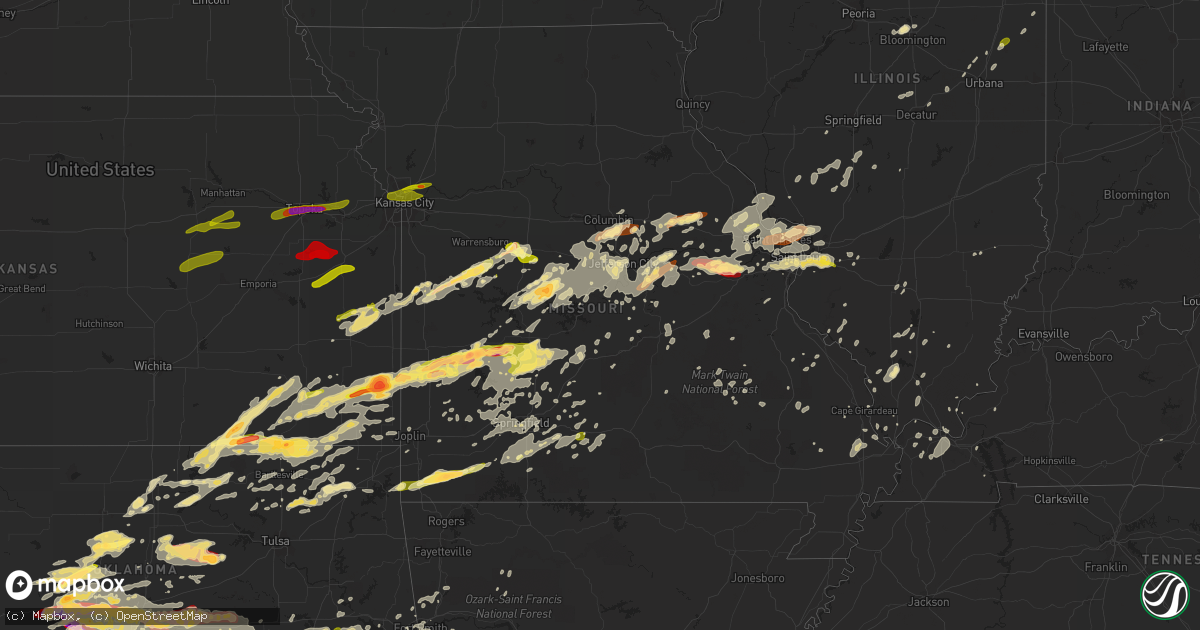 Hail map in Missouri on May 31, 2013