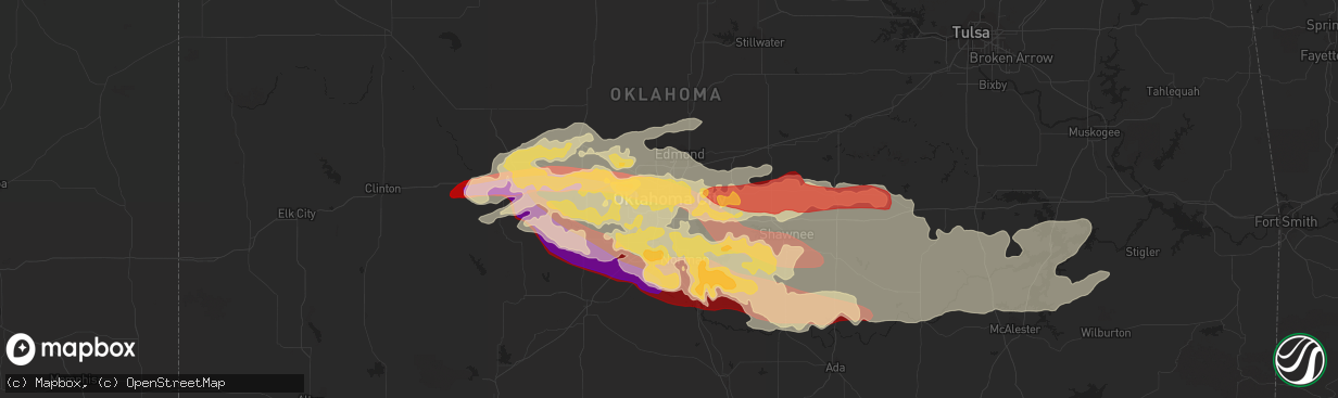 Hail map in Oklahoma City, OK on May 31, 2013