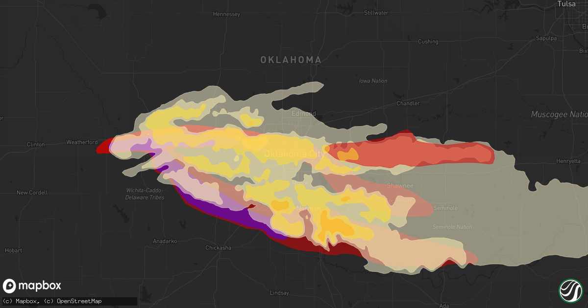 Hail map in Oklahoma City, OK on May 31, 2013